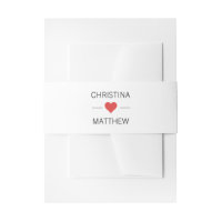 Gepersonaliseerd modern rood HART-wit huwelijk