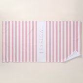 Gepersonaliseerd modern roze gestreept patroon strandlaken (Voorkant)