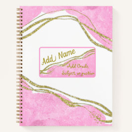 Gepersonaliseerd modern Roze & Goud Notitieboek