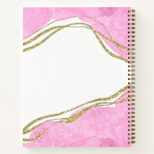 Gepersonaliseerd modern Roze & Goud Notitieboek (Achterkant)