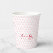 Gepersonaliseerd modern roze patroon Elegant monog Papieren Bekers (Links)