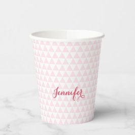 Gepersonaliseerd modern roze patroon Elegant monog Papieren Bekers