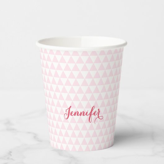 Gepersonaliseerd modern roze patroon Elegant monog Papieren Bekers (Links)