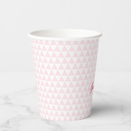 Gepersonaliseerd modern roze patroon Elegant monog Papieren Bekers (Voorkant)
