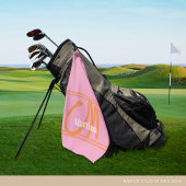 Gepersonaliseerd Modern Roze Sinaasappel Monogram Golfhanddoek