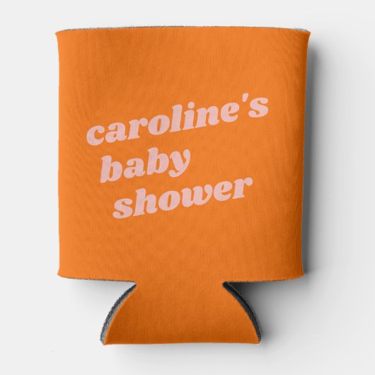 Gepersonaliseerd Modern Roze Sinaasappel Retro Bab Blikjeskoeler (Voorkant)