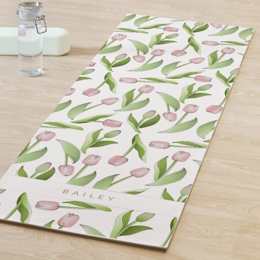 Gepersonaliseerd modern roze tulpenpatroon yogamat