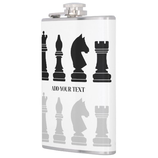 Gepersonaliseerd modern schaakstuk spel heupfles (Links)