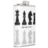 Gepersonaliseerd modern schaakstuk spel heupfles (Rechts)