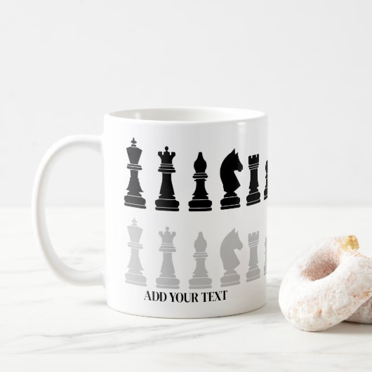 Gepersonaliseerd modern schaakstuk spel koffiemok (Met donut)