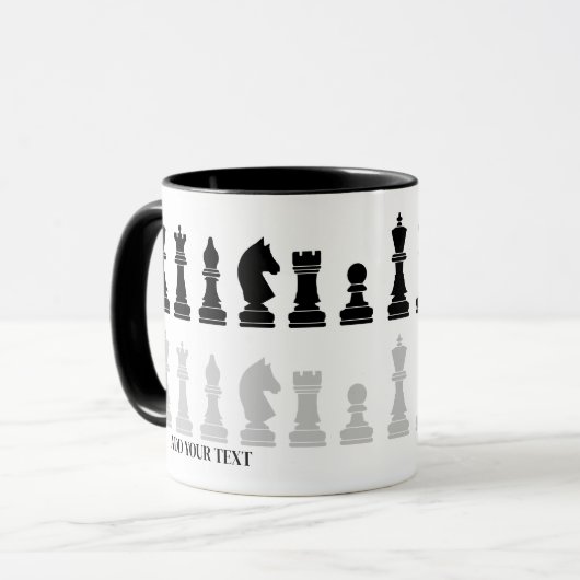 Gepersonaliseerd modern schaakstuk spel mok (Voorkant links)