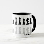 Gepersonaliseerd modern schaakstuk spel mok (Voorkant rechts)