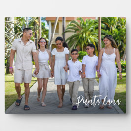 Gepersonaliseerd Modern script Familie Vakantiefot Fotoplaat