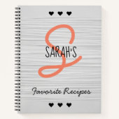 Gepersonaliseerd Modern Script Monogram Recept Notitieboek (Voorkant)