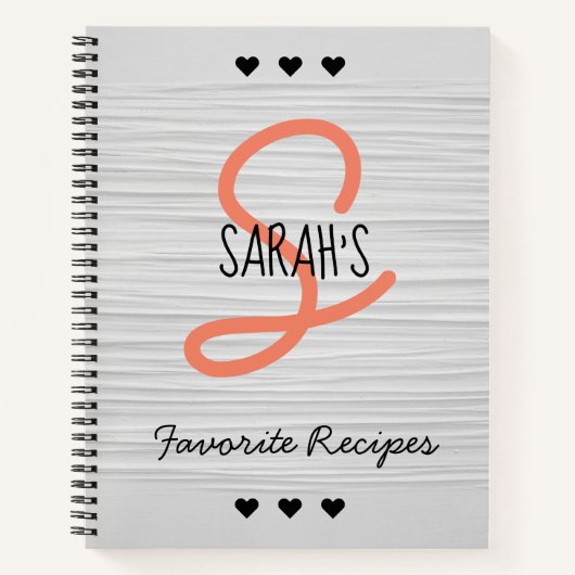 Gepersonaliseerd Modern Script Monogram Recept Notitieboek (Voorkant)