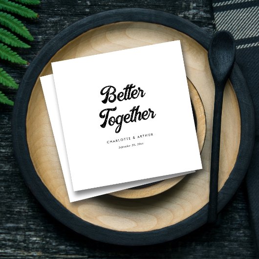 Gepersonaliseerd Modern Script Zwart & Wit Bruilof Servet