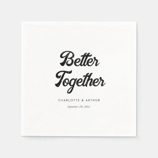 Gepersonaliseerd Modern Script Zwart & Wit Bruilof Servet (Voorkant)