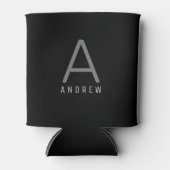 Gepersonaliseerd Modern Simple Black Grey Monogram Blikjeskoeler (Voorkant)