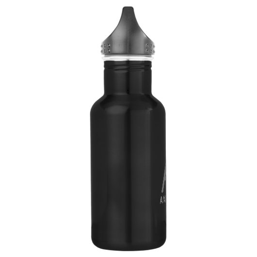Gepersonaliseerd Modern Simple Black Grey Monogram Waterfles (Links)