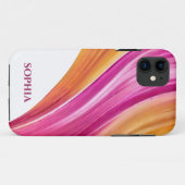 Gepersonaliseerd Modern-Sunset-Roze Sinaasappel en Case-Mate iPhone Case (Achterkant (horizontaal))