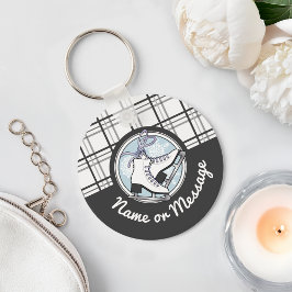 Gepersonaliseerd Modern Tartan Ice Schaats Sleutelhanger