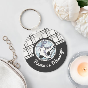 Gepersonaliseerd Modern Tartan Ice Schaats Sleutelhanger