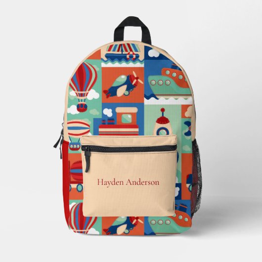 Gepersonaliseerd modern Transport trendy kinder Bedrukte Rugzak (Voorkant)