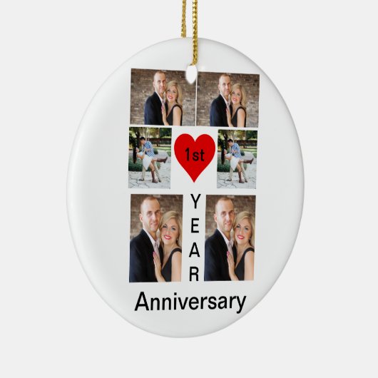 Gepersonaliseerd modern trendy Jubileum Keramisch Ornament (Rechts)