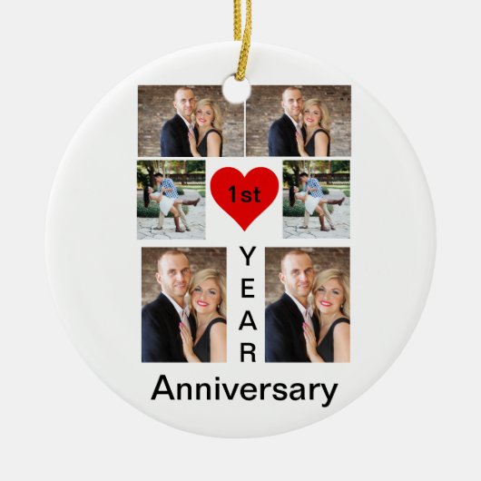Gepersonaliseerd modern trendy Jubileum Keramisch Ornament (Voorkant)