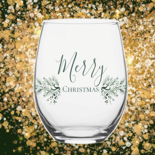 Gepersonaliseerd Modern Uniek Pine Kerstcadeau Wijnglas Zonder Voet