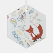 Gepersonaliseerd Modern Vos Bos Patroon Glas Ornament (Voorkant)