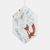 Gepersonaliseerd Modern Vos Bos Patroon Glas Ornament (Voorkant links)