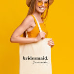 Gepersonaliseerd modern Vrijgezellenfeest bruidsme Tote Bag<br><div class="desc">Bekijk deze perfecte canvas tassen voor uw bruidsfeestje, vrijgezellenfeestgasten, verjaardags- of huwelijksfeestgunsten. Een moderne en elegante aangepaste canvas tas is chic en verfijnd om uw bruiloft of een speciale gelegenheid aan te vullen. Ze kunnen worden gepersonaliseerd met jouw naam en rol in het bruidsfeest, je kunt ook veranderen in kleuren...</div>
