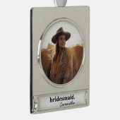 Gepersonaliseerd modern Vrijgezellenfeest bruidsme Verzilverd Banner Ornament (Rechts)