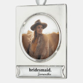 Gepersonaliseerd modern Vrijgezellenfeest bruidsme Verzilverd Banner Ornament (Links)
