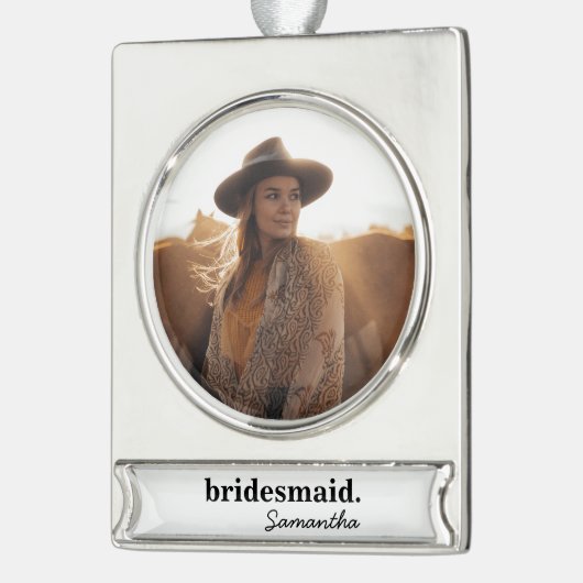 Gepersonaliseerd modern Vrijgezellenfeest bruidsme Verzilverd Banner Ornament (Links)
