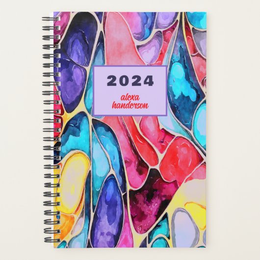 GEPERSONALISEERD MODERN WATERVERF INKTONTWERP PLANNER (Voorkant)