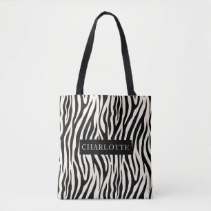 Gepersonaliseerd modern Zebra Safari Dierenpatroon Tote Bag