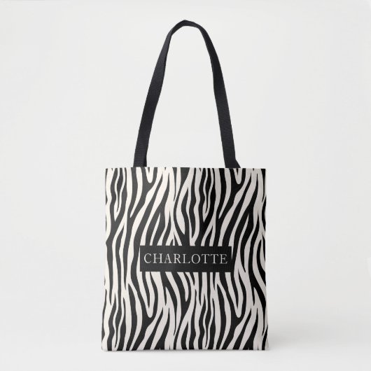 Gepersonaliseerd modern Zebra Safari Dierenpatroon Tote Bag (Voorkant)