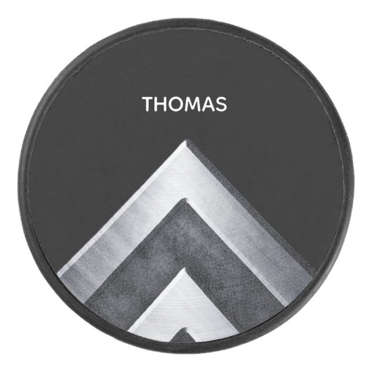 Gepersonaliseerd modern zilveren metalen patroon hockey puck (Voorkant)