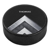 Gepersonaliseerd modern zilveren metalen patroon hockey puck (3/4)