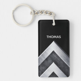 Gepersonaliseerd modern zilveren metalen patroon sleutelhanger