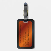 Gepersonaliseerd modern zwart en Oranje Bagagelabel (Achterkant verticaal)