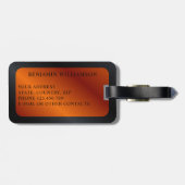 Gepersonaliseerd modern zwart en Oranje Bagagelabel (Achterkant horizontaal)