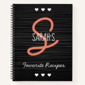 Gepersonaliseerd Modern Zwart Script Monogram Rece Notitieboek (Voorkant)