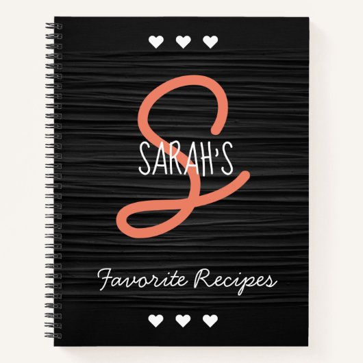 Gepersonaliseerd Modern Zwart Script Monogram Rece Notitieboek (Voorkant)