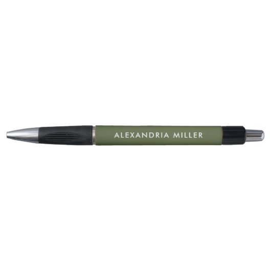 Gepersonaliseerd Moderne Pen Olive Groen en Wit (Voorkant)