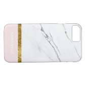 Gepersonaliseerd Moderne witte marmer Gold Pink Case-Mate iPhone Case (Achterkant (Horizontaal))