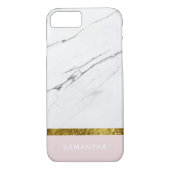 Gepersonaliseerd Moderne witte marmer Gold Pink Case-Mate iPhone Case (Achterkant)