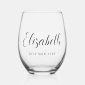 Gepersonaliseerd Moeder Script Monogram Wijnglas Zonder Voet (Voorkant)